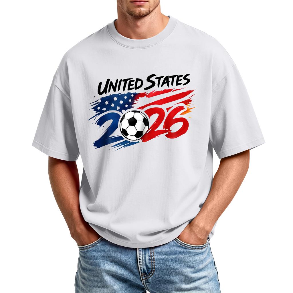 Men's Printed Round Neck T-Shirt Casual Sports Short-Sleeve Top