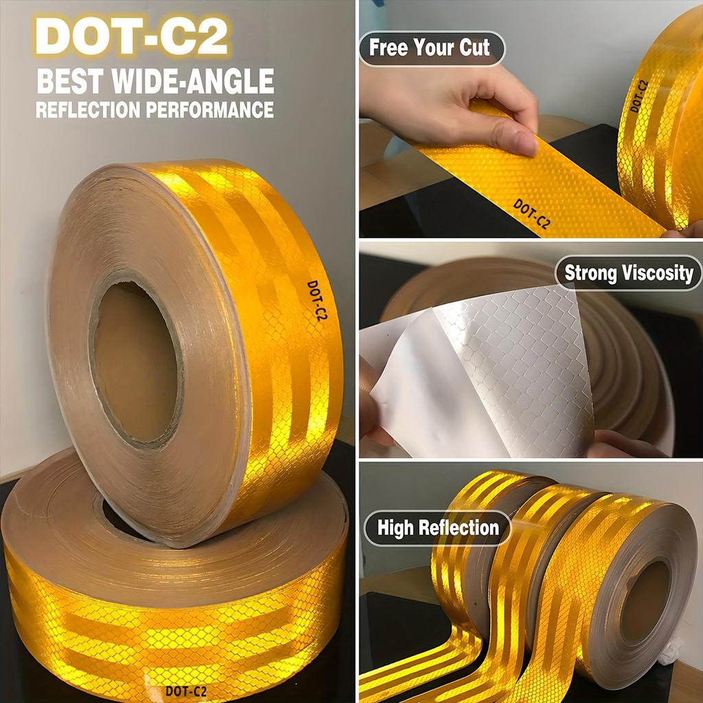 High Conspicuity Yellow Reflective Tape Prismatic Retro Reflector Sticker Waterproof Reflective Strip For Truck Trailer