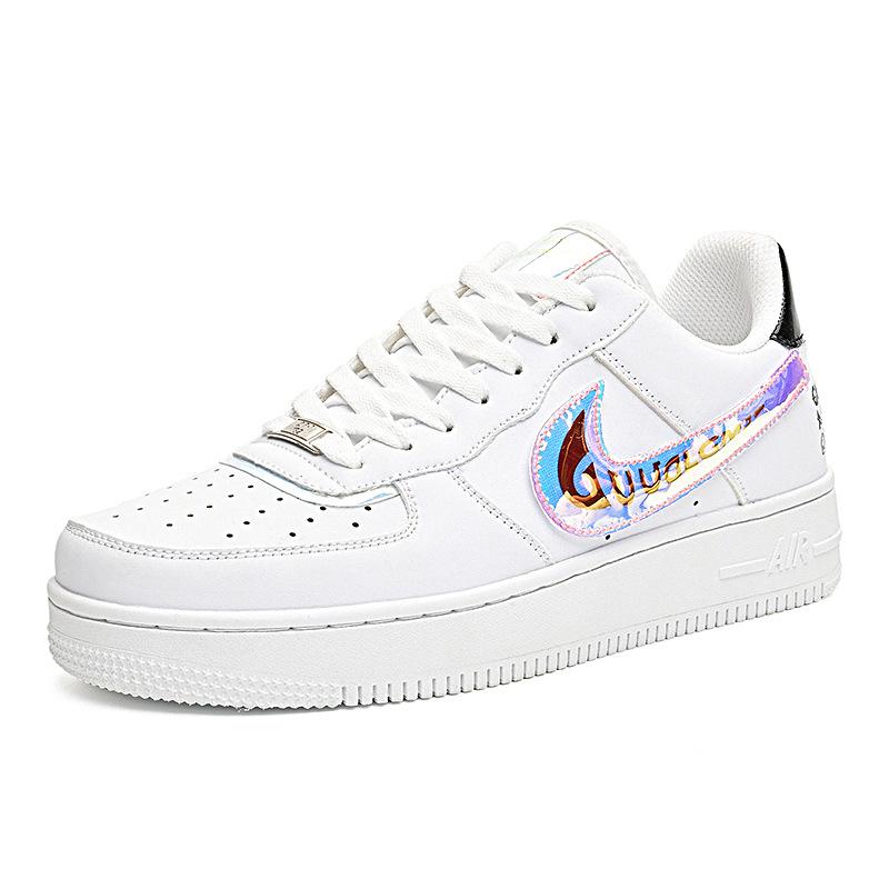 נעלי סניקרס יומיומיות רב-תכליתיות Putian AJ Air Force 1 נמוכות לבן/שחור/זהב לגברים ונשים