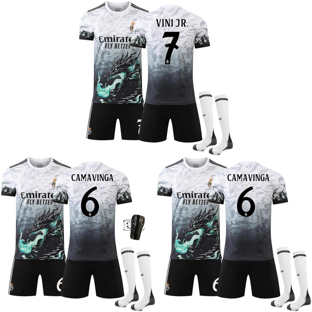 Real Madrid No 9 Dragon Pattern Football Jersey With Polyester Fabric For Soccer Fans