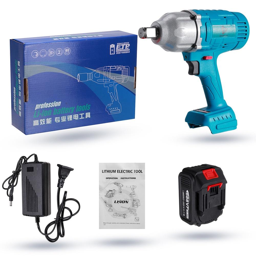 2000N.M Ασύρματο ηλεκτρικό κρουστικό κλειδί 3/4 ιντσών Υποδοχή Ηλεκτρικά εργαλεία 588Vf Li Battery +φωτισμός LED Προσαρμόζεται σε Makita 18V