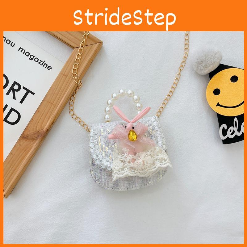 Bag Crossbody Kid With Pearl Handle And Flower Bear Rabbit Decoration