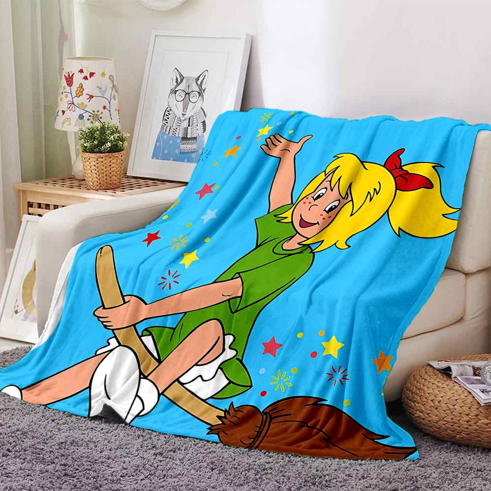 Bibi Blocksberg Theme Printed Blanket - Perfect for Couch, Bed, Travel & Outdoor Use | Machine Washable, Cozy & Durable.