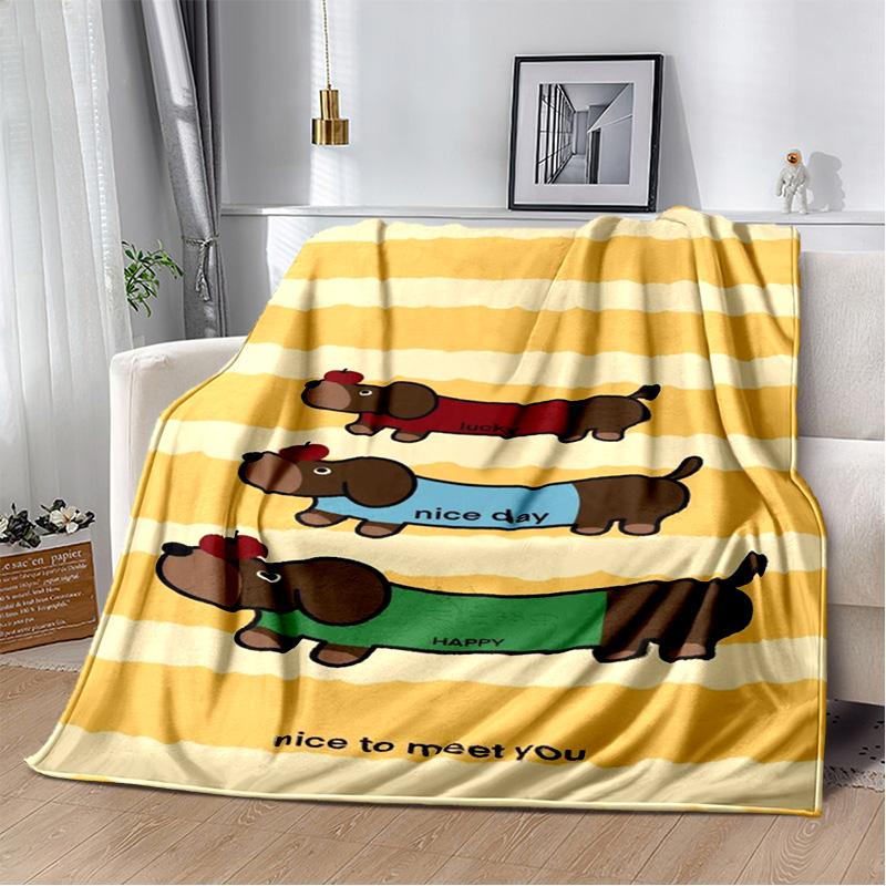 Dachshund Blanket Cute Black and Red Paws Printed Soft Flannel Blanket Warm Cozy Blanket for Teens Adults Kids