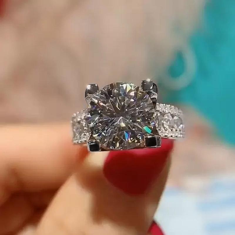 Novos anéis de casamento clássicos, anéis da eternidade para mulheres, deslumbrantes, zircônia cúbica branca, proposta, anéis de noivado, presente de amor de luxo