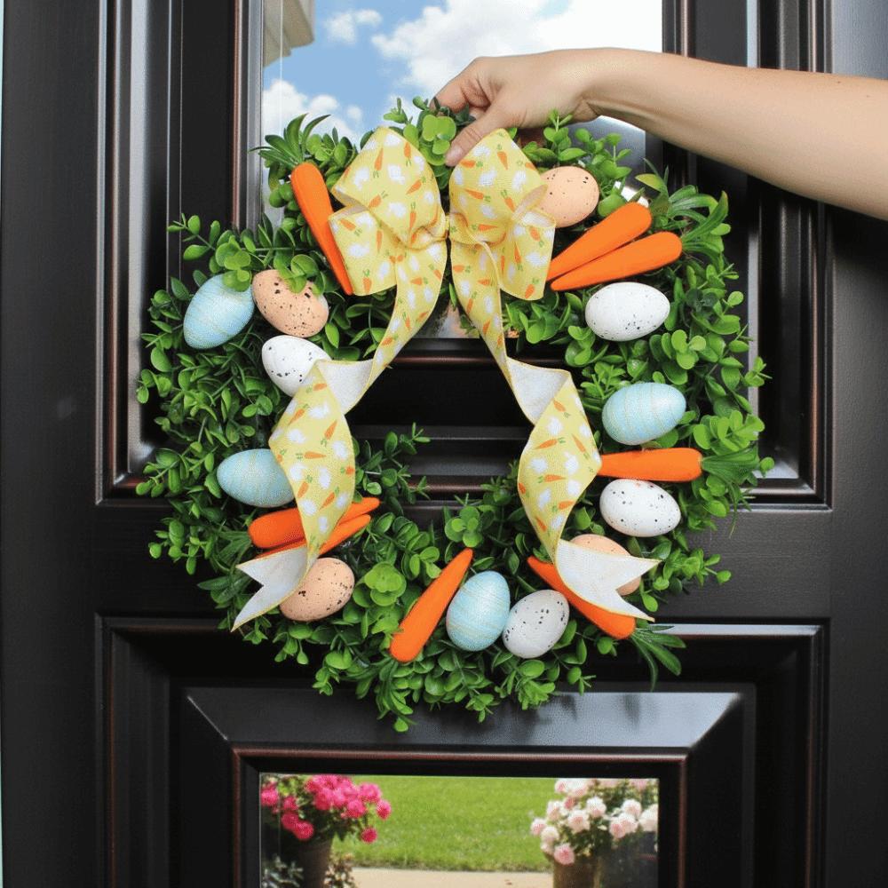 Vibrant Colors Front Gate Wreath Carrots Design Artificial Flower Wreath  Welcome Sign