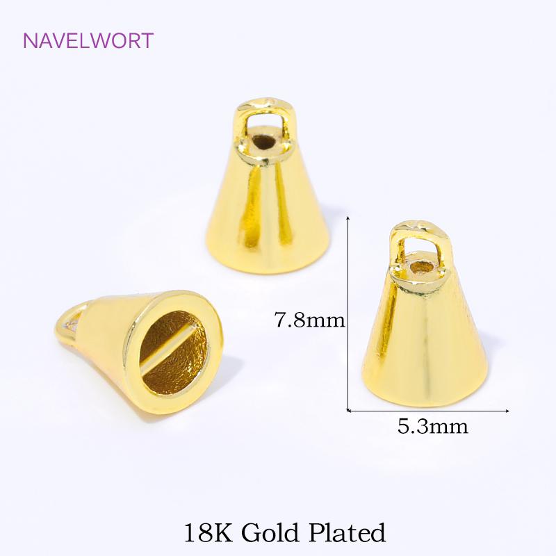 18K Gold Plated Brass Cone End Cap For Jewelry Making,Caps For Bracelet,Supplies For Jewelry,DIY Necklace Making Accessories