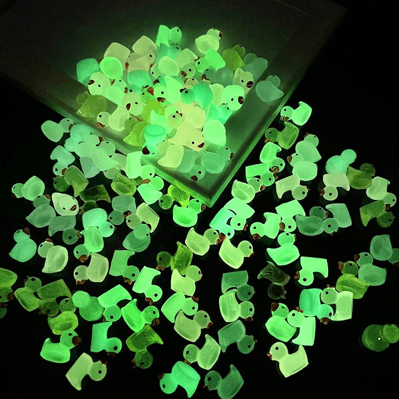 30Pcs Luminous Duck Toy Glow In The Dark Miniature Resin Duck Figurines Diy Micro Fairy Garden Moss Landscape Home Plant Decor