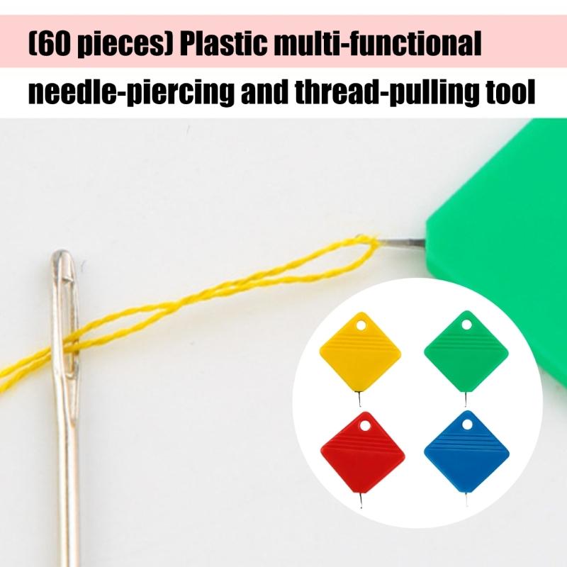 60Pcs Plastic Needle Threaders Sewing Machine Inserter Threader Quick Threading Tool for Dressmaking Tailoring Craft