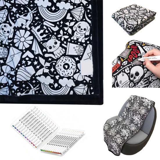 DIY Fargeleggingspledd 50" x 60" Sofapledd Vaskbart Fargelegg Ditt Eget Pledd Kunstprosjekt for Hjemmeinnredning Feriegaver Festaktivitet