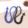NEW Black/Blue Knot Necklace Handmade Orthodox Religous Rosary Prayer Rope Cross Jewelry Gift