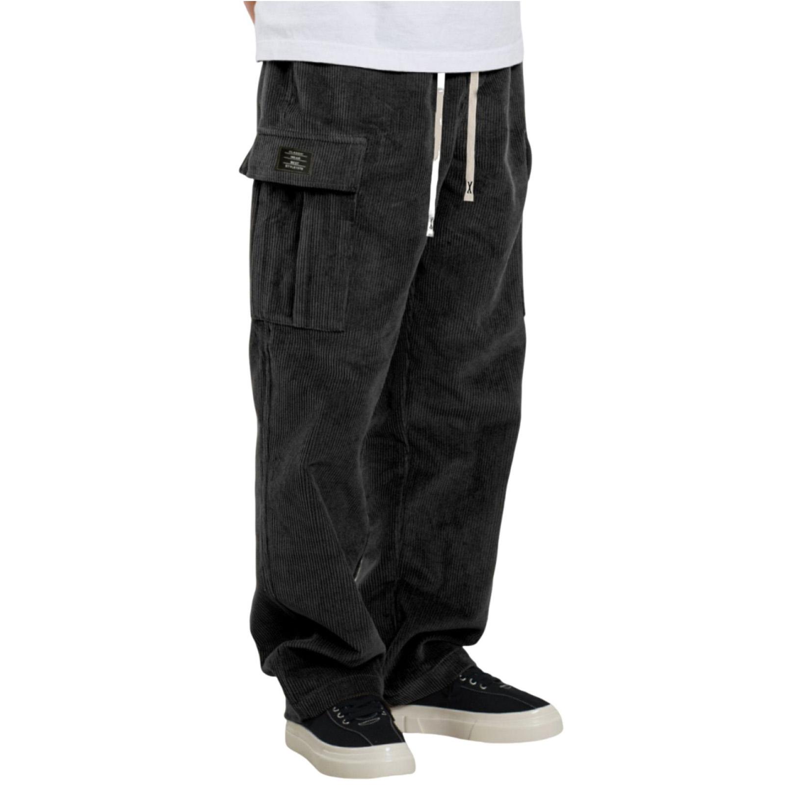 

Мужские однотонные свободные спортивные штаны Мужские повседневные модные спортивные штаны M чёрный