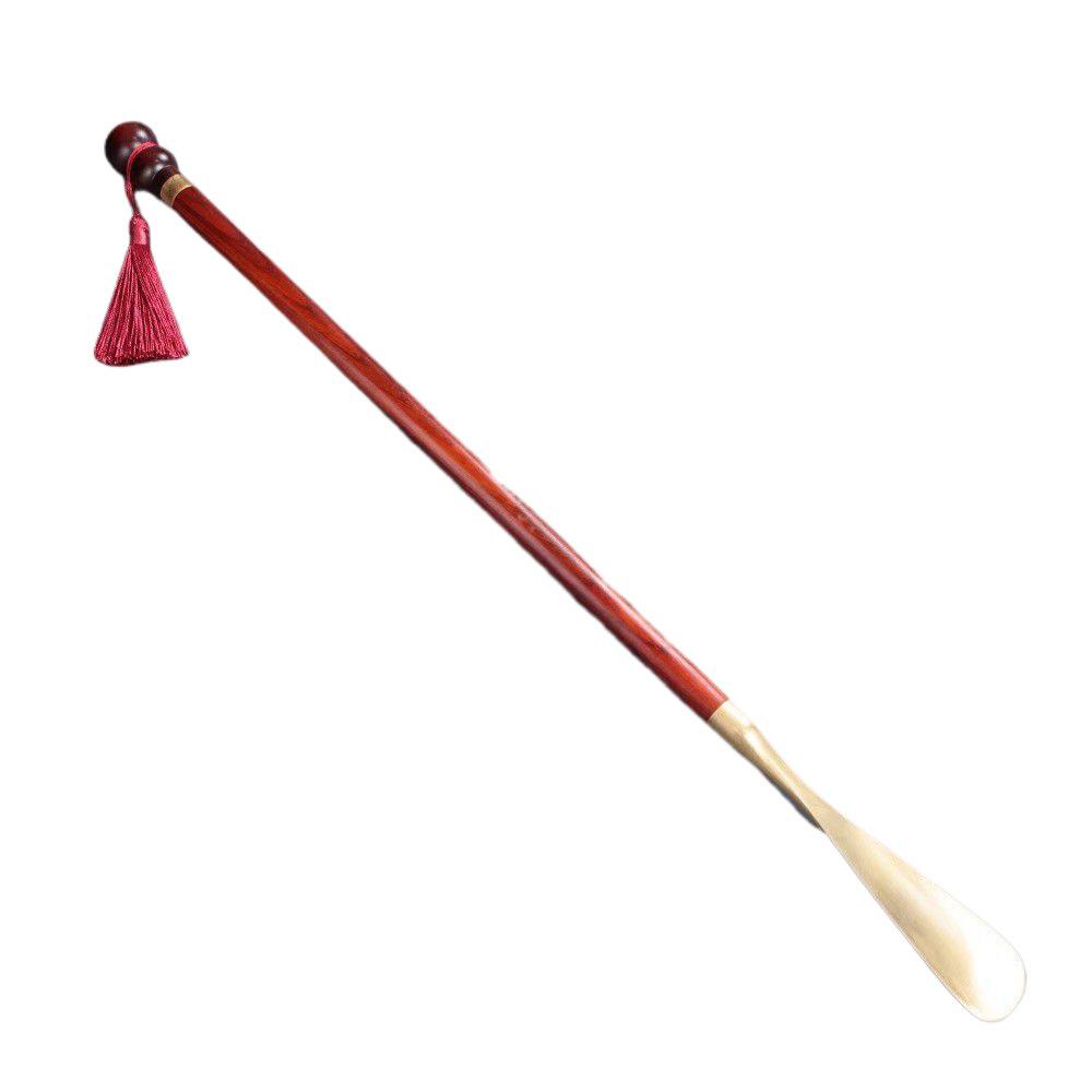 Extra Long Solid Wood Shoehorn with Copper Handle – Sandalwood & Rosewood, Ideal for Elderly Use