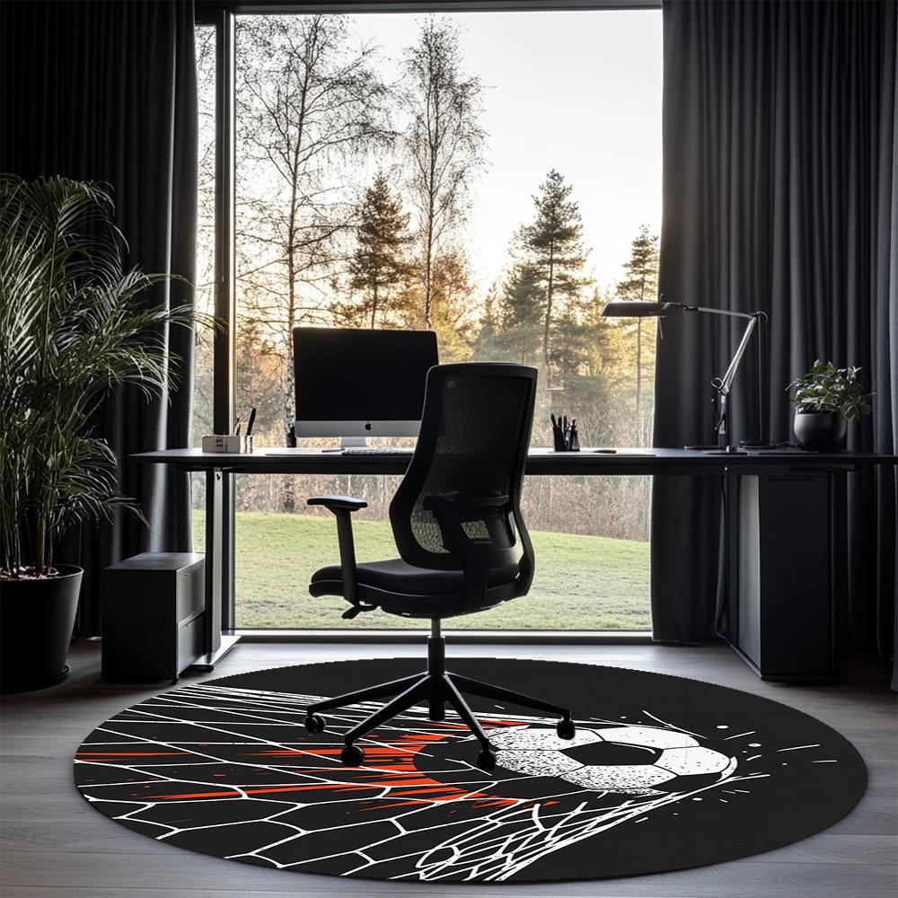Soccer Printed Round Rug Carpet Chair Rug Area Rug Entryway Doormats,for Office Chair Living Room Bedroom Kitchen Room.