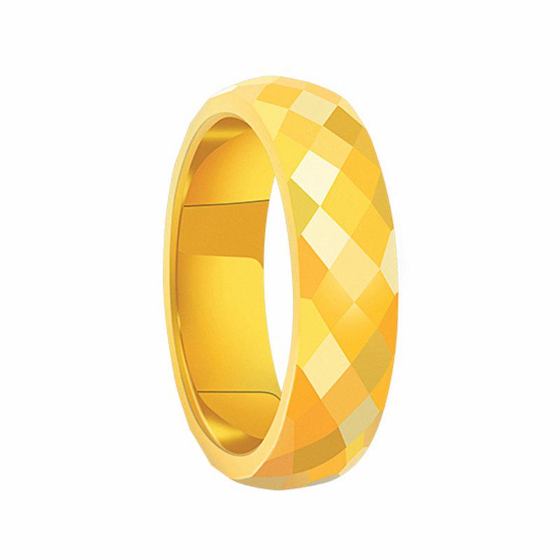 6mm Titanium Steel Rhombic Faceted Couple Rings – Curved Design for Men