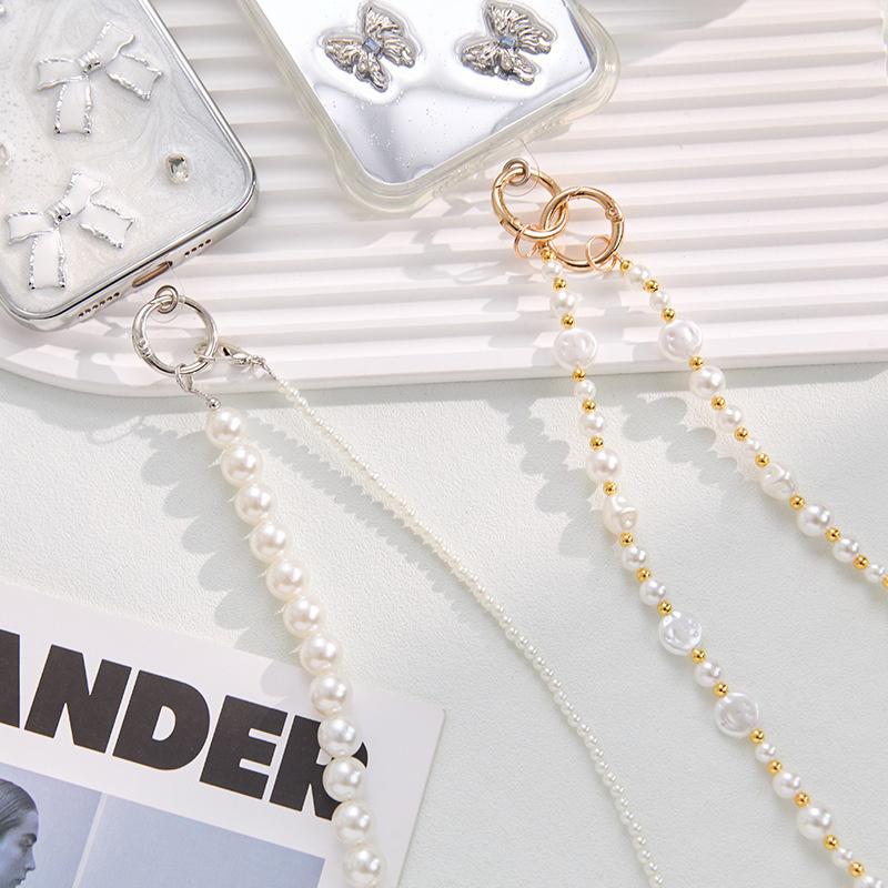 Universal Phone Lanyard Long Crossbody Necklace Chain Pearl Phone Straps Anti-Lost Hanging Rope For Phone Case Keychain Pendant