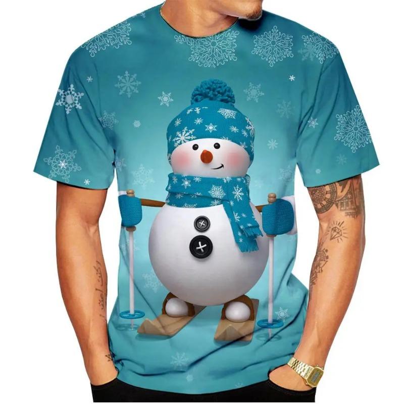 Mode Weihnachten 3D-Druck T-shirt Männer und Frauen Kinder Casual Kurzarm Rundhals Top Sommer Street Style