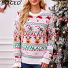 BITCED Pink Sweet Knitted Sweater for Women Autumn/Winter Christmas Pullover Long-Sleeved Jacquard Christmas Sweater