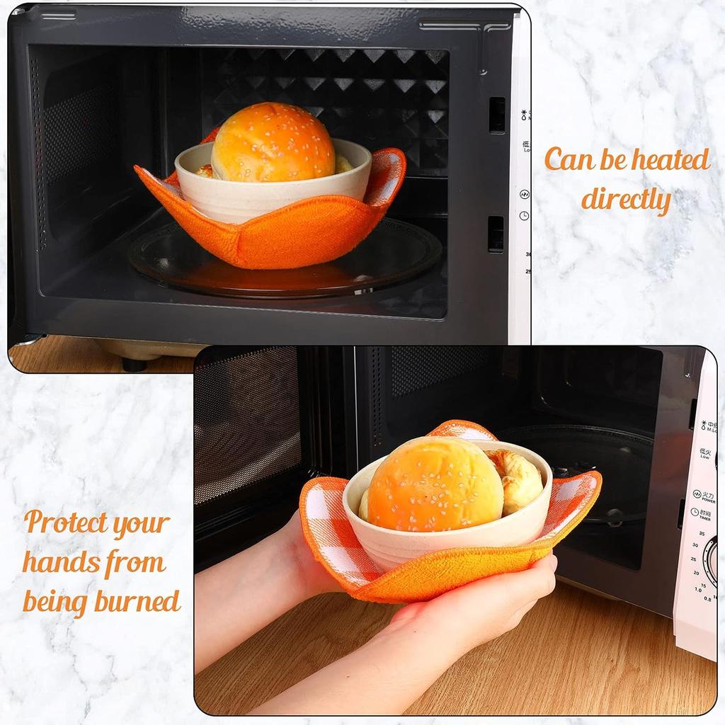 Geiserailie 5 Pieces Hot Bowl Holder Microwave Safe Bowl Cozies Multipurpose Heat Proof Plate Holder to Prevent Hand from Heat and Maintain Food Warm