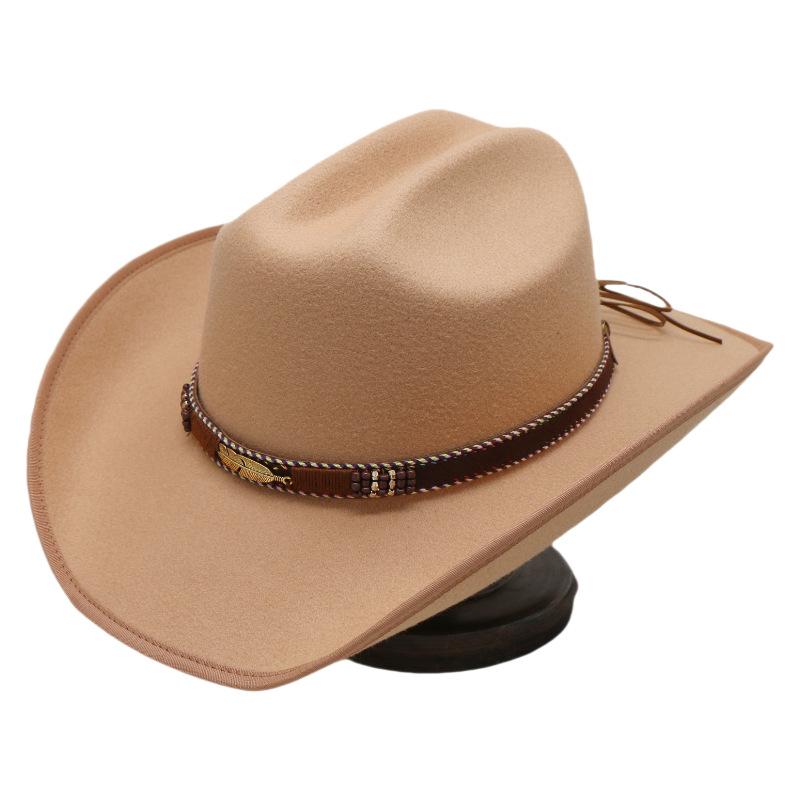 Men And Women Western Cowboy Hat Big Eaves Hat Jazz Hat Spring Ethnic Hat Felt Hat