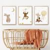 Boho Nursery Bear Rabbit Monkey Moon Number Alphabet Wall Art Children's Prints Posters For Kids Room Baby Decor Canvas Painting