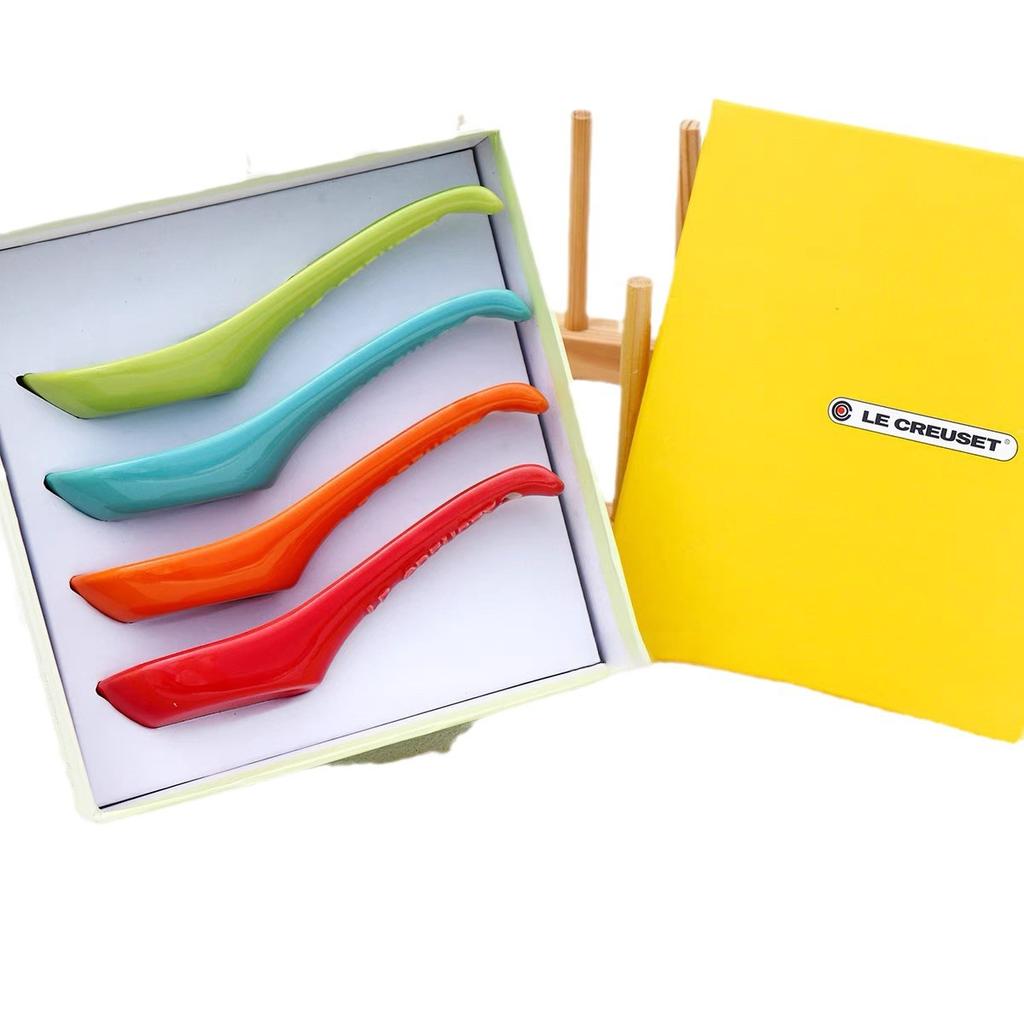 Beliebtes französisches Le Creuset Regenbogen Keramik Essstäbchen Gesundes Essgeschirr Set Box Lebhaftes Geschirr Haushalt Küche Esszimmer Zubehör Geschenk