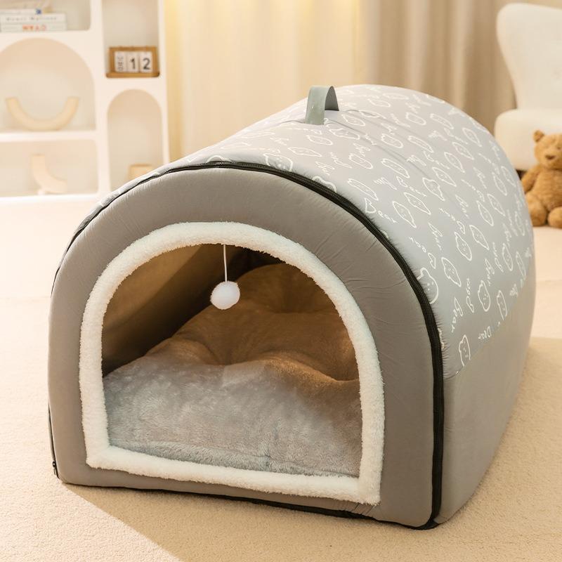 Welpen Zwinger Warme Winter Hundehütte Matte Nest Tiefschlaf Zelt Kleines Katzenhaus Zubehör Abnehmbar Waschbar Katzenbett Rutschfest Hand