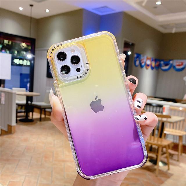 Θήκη Τηλεφώνου Διπλής Στρώσης με Ντεγκραντέ και Αντικραδασμικό Προφυλακτήρα Για Iphone 11 Pro Max 14pro 13 12 Pro Διαφανές Μαλακό Κάλυμμα Για Iphone 11 12