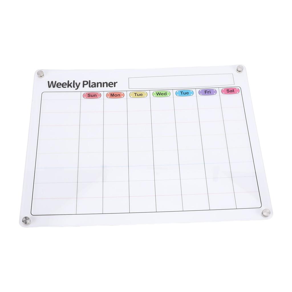 Acrylic Weekly Planner Transparent Colorful Magnetic Weekly Planning Board Memo Board for Home