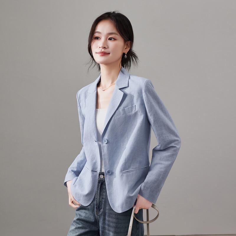 SOFSIL Women s Linen Blend Casual Blazer L