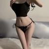 Lace Large Size Sexy Thong Women's Lace-up Large Size Fun Open Crotch T Pants Temptation Bow Panties Adjustable Large