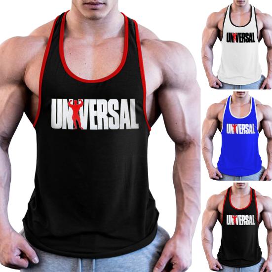 O-Neck Sleeveless Men Vest Breathable Summer Letter Print Fitness Vest Top Sportwear