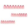 Valentines Day False Nail Short Almond French Tip Heart Glittering Glossy Glues On Nail 24Pcs Set for New Year Christmas