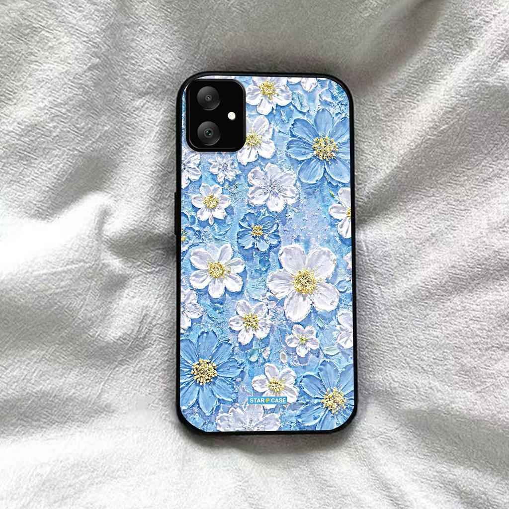Acrylic Hard Back Shell for Samsung Galaxy A07 A06 5G 4G A05 A04 Vintage 3D Texture Flower Print Phone Case