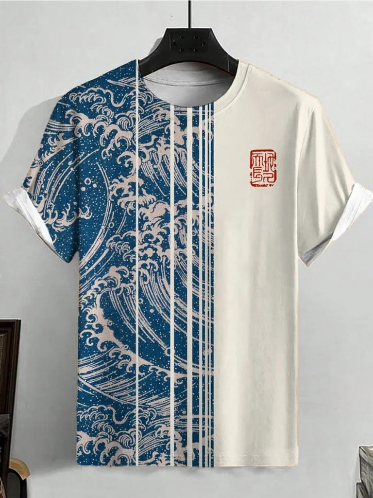 Japanese Ukiyo-E 3D Printed Men's T Shirts Short Sleeved Tee Tops O-Neck Shirts Party Summer Casual Men's Clothing Apparel