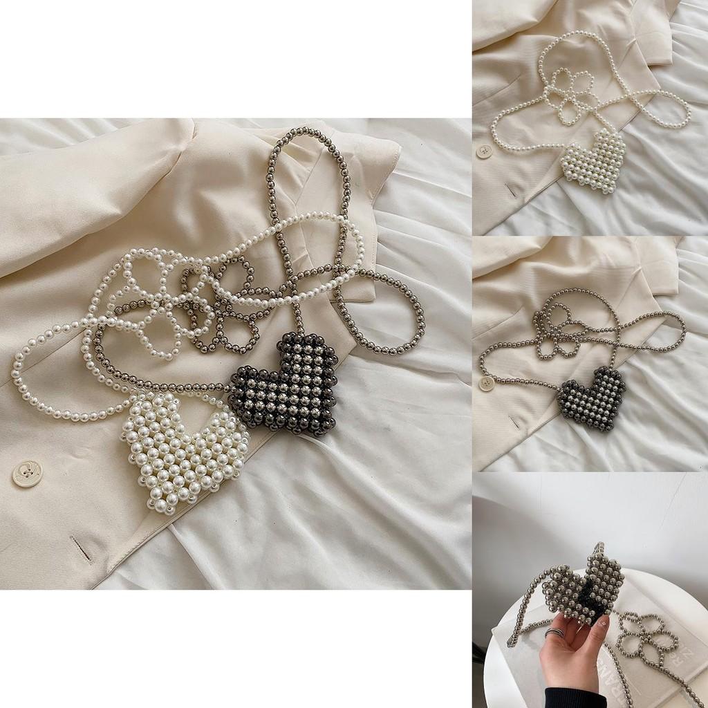 Trendy Mini Children's Crossbody Bag With Adorable Pearl Heart Design For Girls