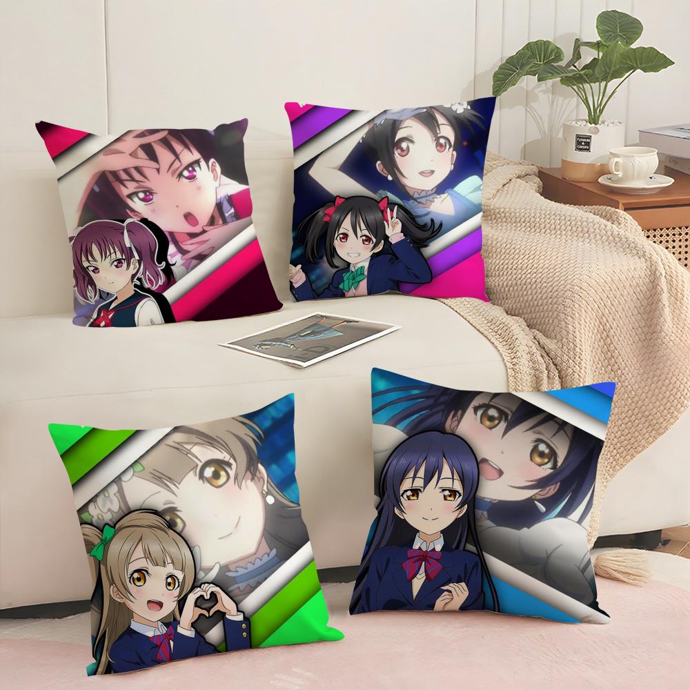Love Live! School Idol Cushion Cover Soft Short Plush Pillow Cover Smooth Cozy Texture Aesthetic Cushion Case Home Decor