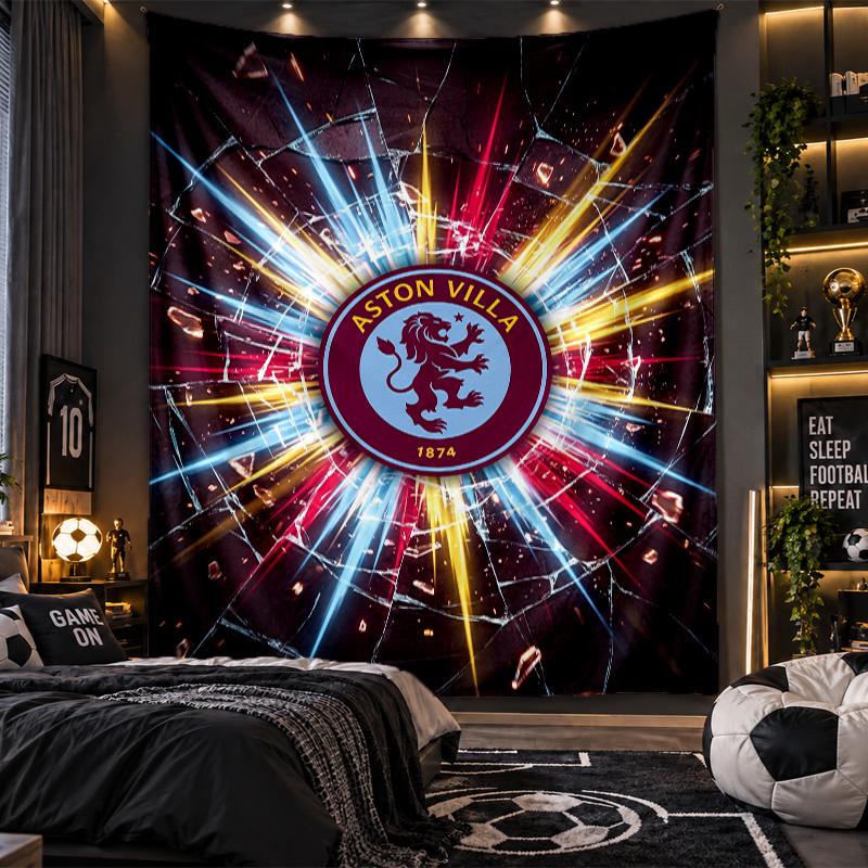 Wall Hanging Tapestry Aston Villa Football Print Cloth for Living Room Bedroom Home Decor