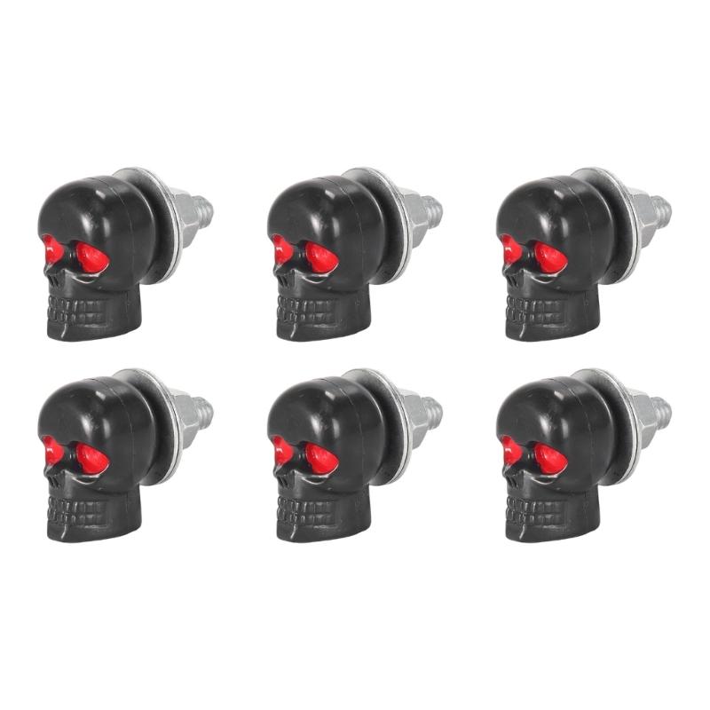 

6PCS Skull Themed License Plate Bolts Motorcycle Car Truck Screw Fasteners Easy Installation Accessory for Modification чорний