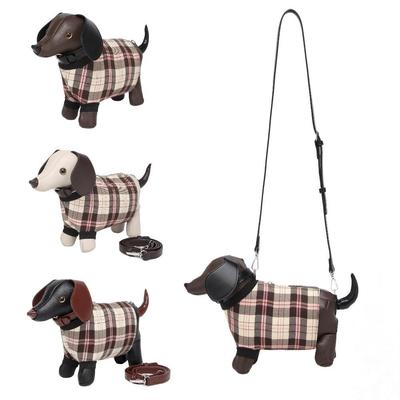 Cute Creative Personality Dachshund Puppy Shoulder Bag Plaid Sweet Versatile Messenger Bag