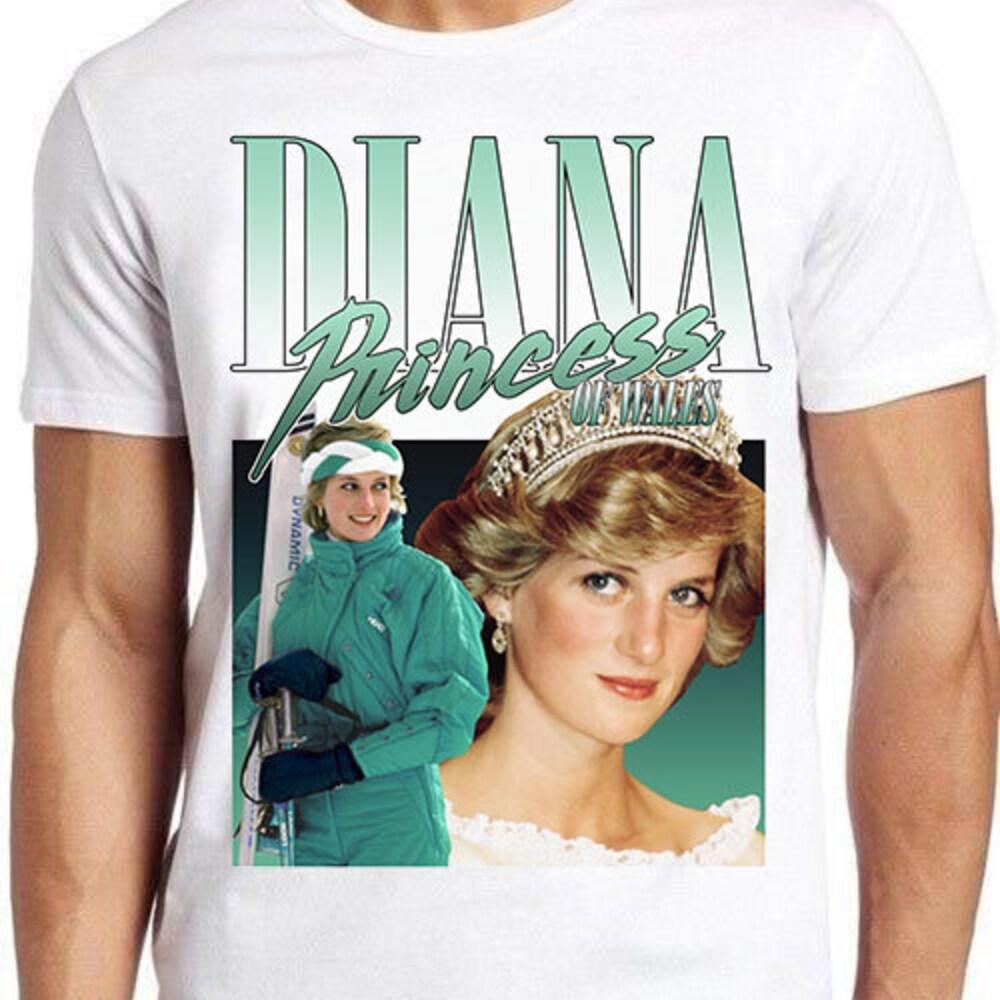 

Футболка из 100% хлопка плотностью 230 г/м2 с изображением леди Дианы, принцессы Уэльской, в стиле унисекс, для взрослых, в стиле ретро, с изображением лучшего фильма, в подарок, футболка 1412 XS белый
