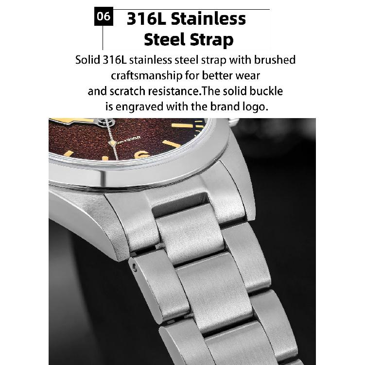 ADDIESDIVE Men’s Waterproof Quartz Watch AD2544 316L Stainless Steel C3 Retro Luminous Sapphire Fashion 37MM Wristwatch For Men