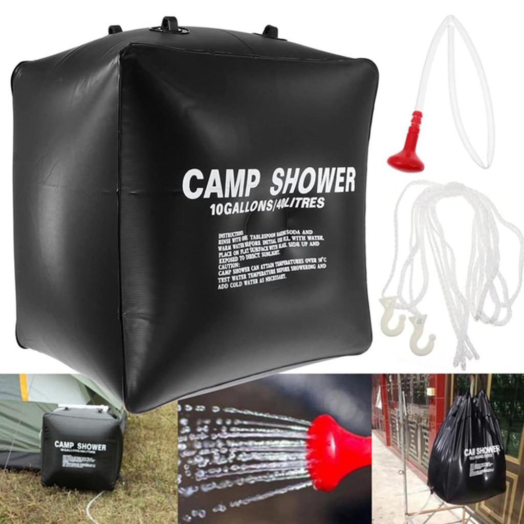 40L Solar Heated Outdoor Shower Bag - Waterproof PVC for Camping and Bathing