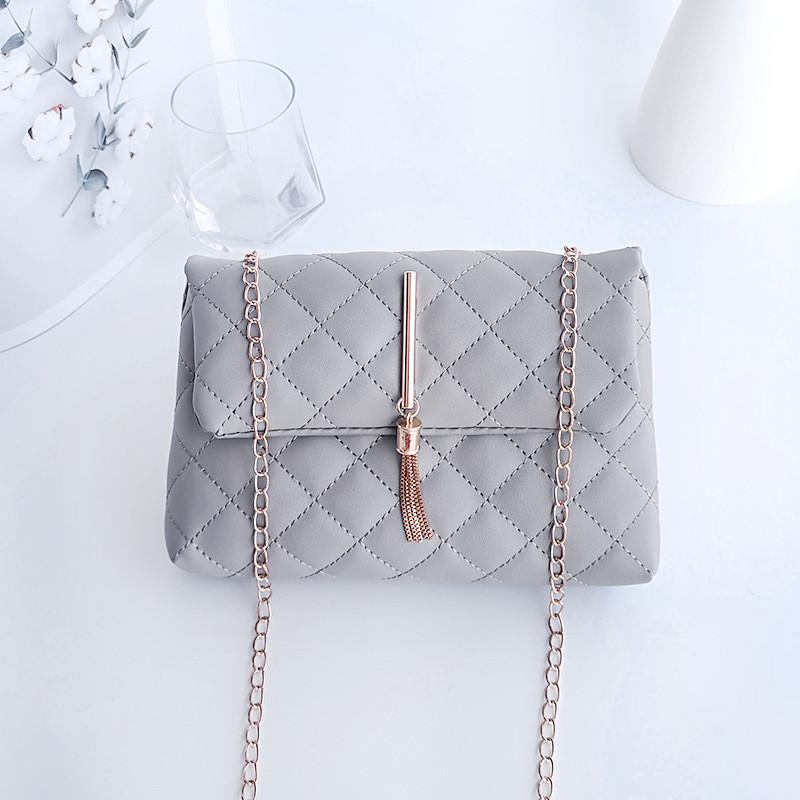 

Sweet Style Embroidered Chain Bag Pu Material Small Square Bag For Ladies сірий колір