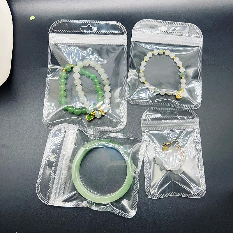 Thick Transparent Self Sealing Sack High Definition Bone Sealing Bag Jade Bracelet Accessories Storage Dust-proof Packaging Pouch with Hanging Hole