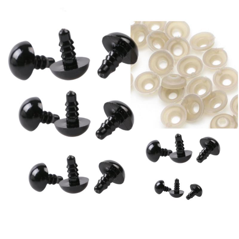 Threaded Black Bean Eye Crochet Doll Toy Eyes for DIY Dolls