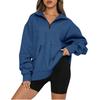 Womens Solid Color Sweatshirt With Pockets And Long Sleeves For Casual Wear