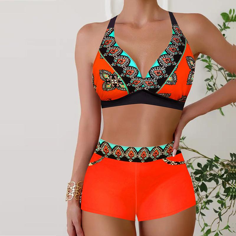 

Женский купальник с бретелями, синий купальник-бикини с волшебным узором и танкини M оранжевый