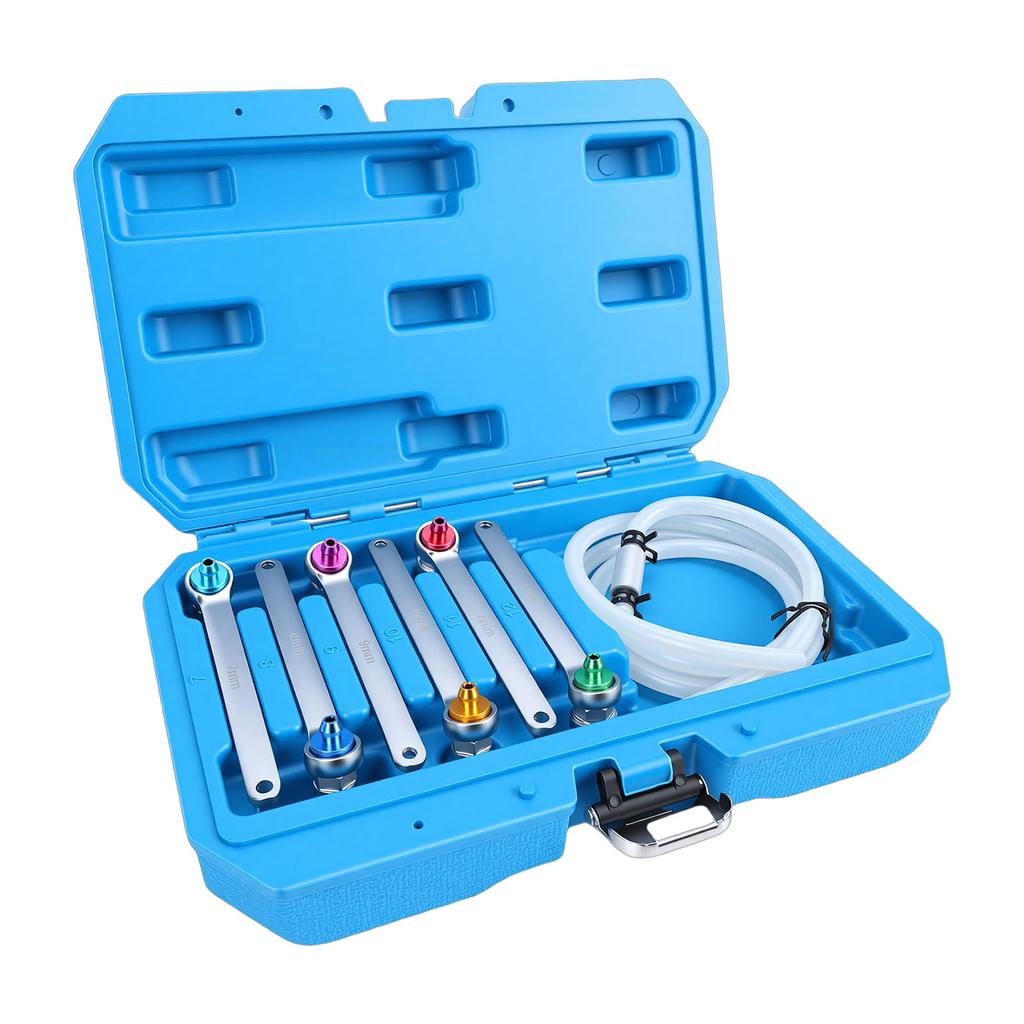 7pcs Brake Bleeder Wrench Set 7 8 9 10 11 12mm Brake Bleeding Wrench Kit with Check Valve Hose for Vehicles