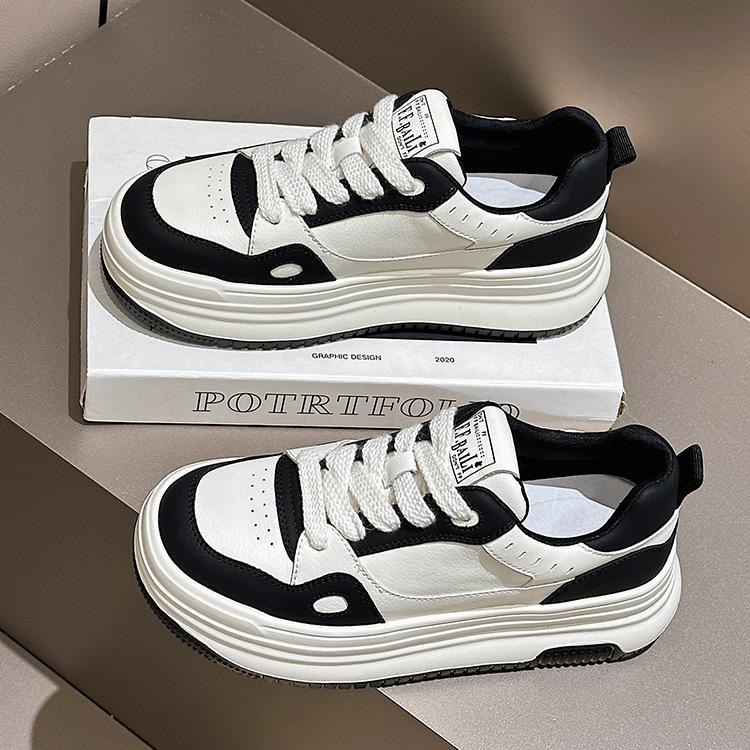 Dicke Sohle Samtleder kleine weiße Schuhe für Damen lässige vielseitige höhenerhöhende Muffin Rindsleder Board Schuhe für Damen